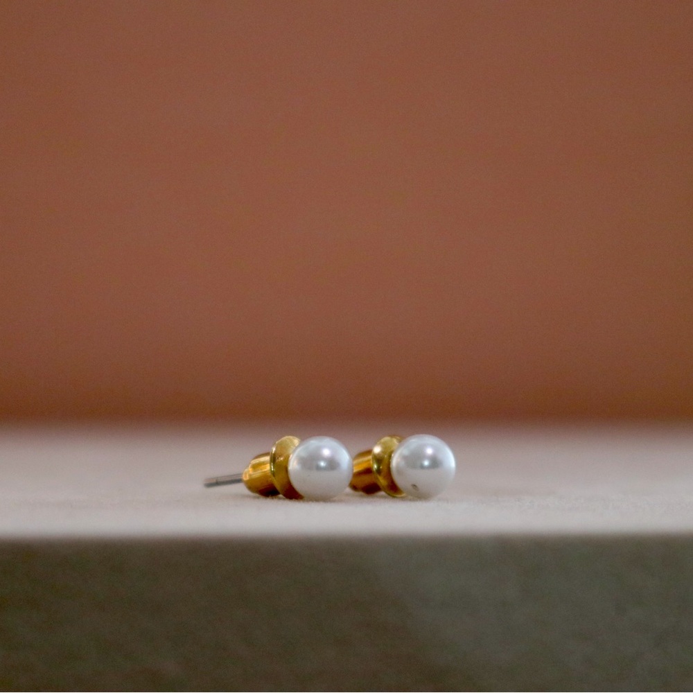 Goldtone Faux Pearl Studs